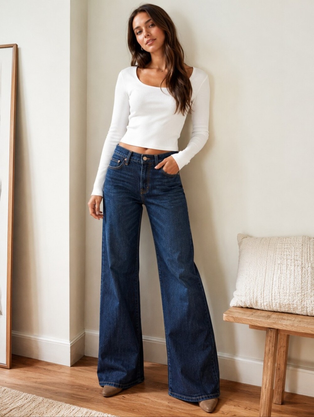 GAP "High Rise Trouser" jeans wide leg sz 24/00 color Dark Dirty EUC